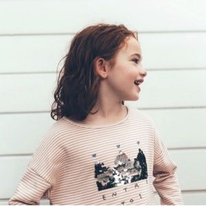 Zara girls sequined striped shirt